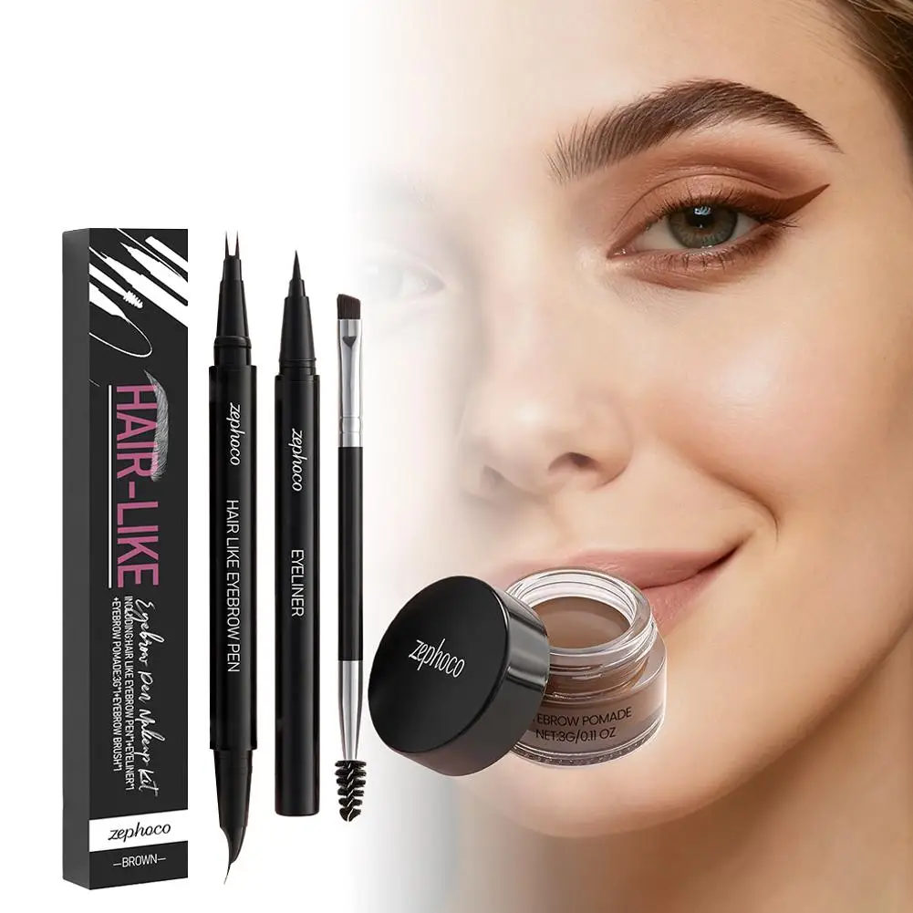 3色アイブロウペンシル チップアイブロウペン アイブロウペンシル 防水リキッドアイブロウペンシル 長持ちリアルな仕上がり