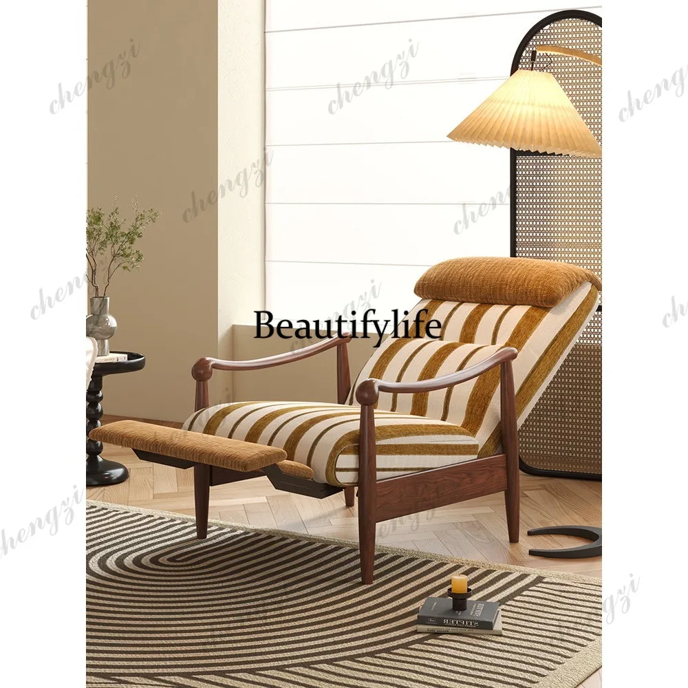 

North American ash wood single chair medieval small apartment removable and washable fabric single functional sofa chair