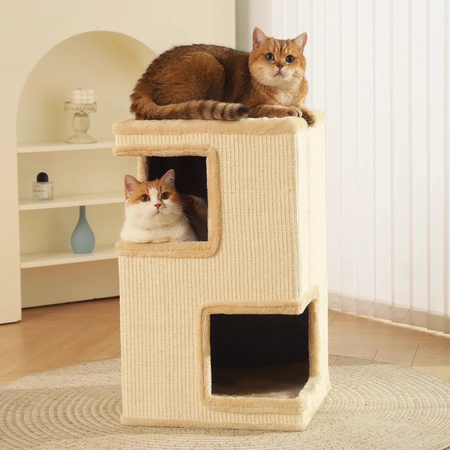 Árbol rascador compacto para gatos grandes con cama integrada y sisal - imagen 5