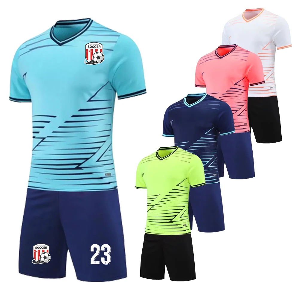 Custom Professional Short Sleeve Soccer Jersey Sets for Men Kids 2023 Summer New Season Boys Man Match Training Football Uniform