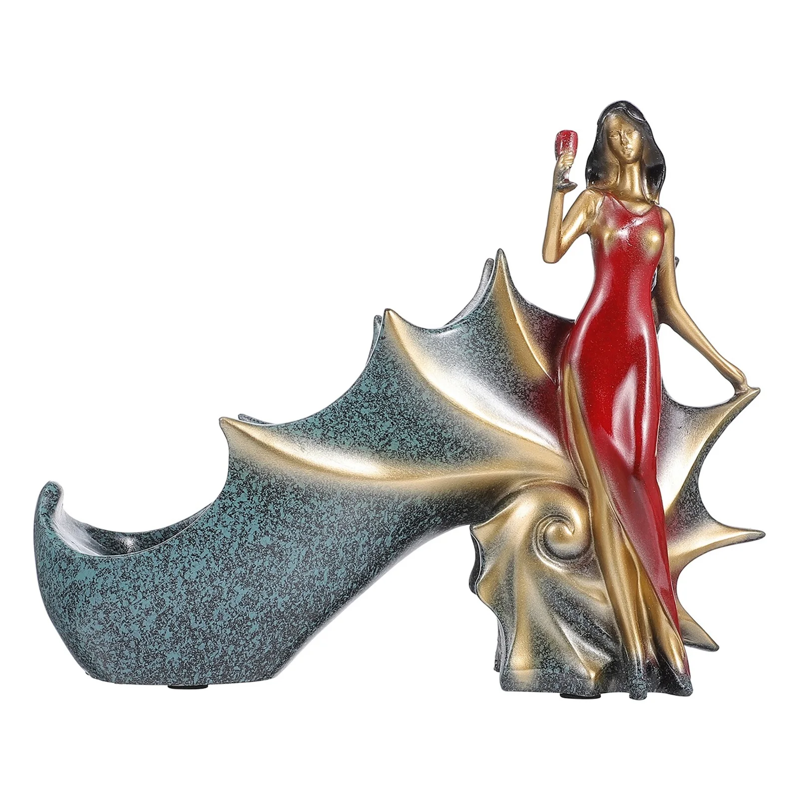 

1pc Red Wine Rack Resin Craft Bottle Holder For Home Bar Restaurant Creative Wine Storage Shelf Decorative Bottle Display Stand