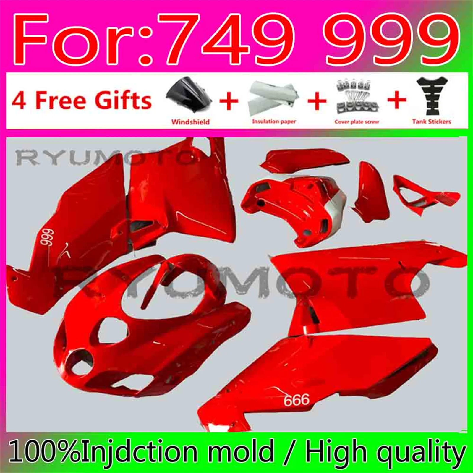 

New ABS Motorcycle Injection Mold Fairing Kit Fit For Ducati 749 999 03 04 05 2003 2004 2005 06 Bodywork Fairings red