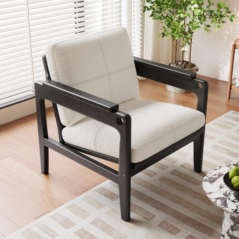 

Nordic Luxury Modern Solid Wood Arm Sofa Chair Leisure Living Room Bedroom Lazy Lounge Single Stylish Accent Unique Design