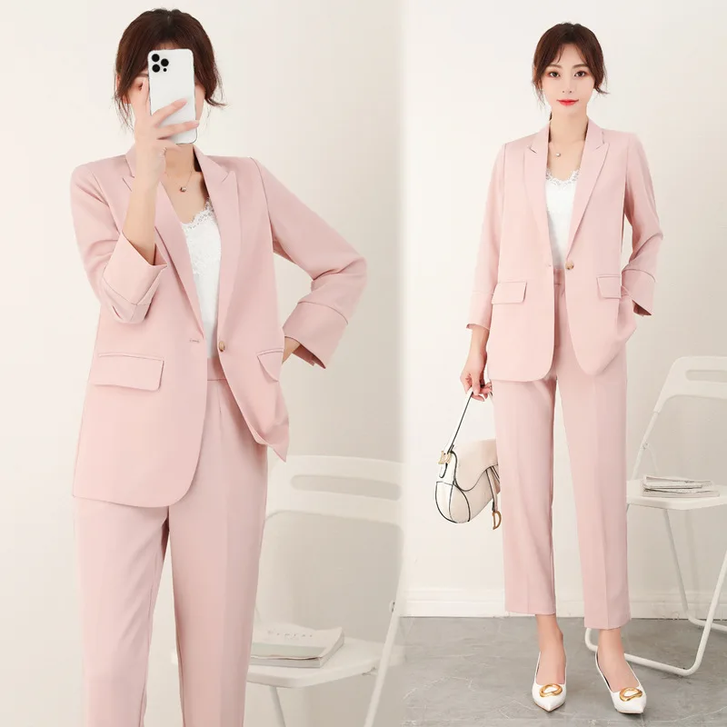 

Slim Fit Women's Busin Suit Jaet Nine Points Sve Thin Sle plus Size Outerwear with Slimming Effect for Office