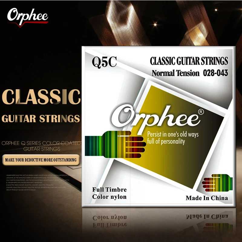 Orphee Q5C Black Nylon Classical Guitar Strings Set Black Nylon Pure Copper Wound Classic Guitarra Stings Parts & Accessories