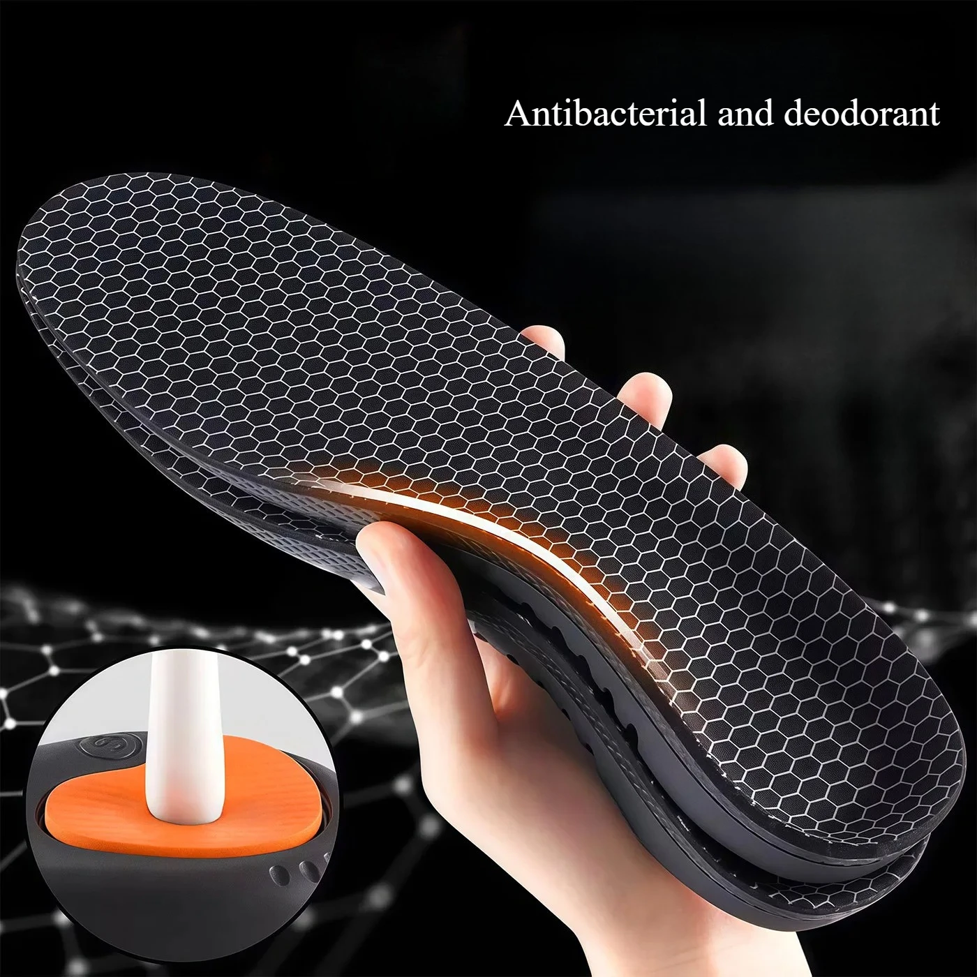 Arch Support Insole Graphene Sports Flat Foot Deodorant High Elasticity Shock Absorption Breathable Sweat Absorbing Insole