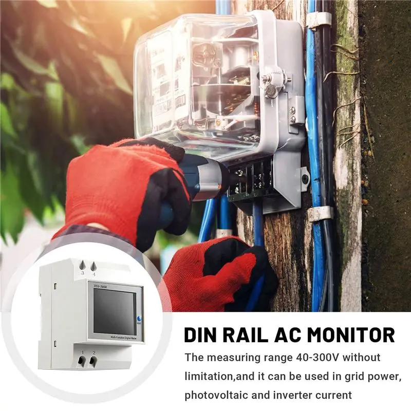 CYCLI-Din Rail AC Monitor 6IN1 100A Voltage Current Power Factor Active KWH Electric Energy Frequency Meter VOLT AMP