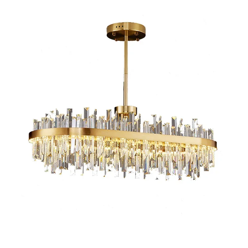 

Dimmable LED Gold Chrome Crystal Hanging Lamps Ceiling Chandelier Lighting Lustre Suspension Luminaire Lampen For Dinning Room