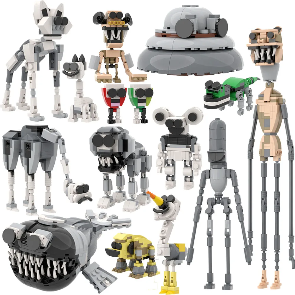 2024 Nieuwe Zoömony Horror Dier Monsters Dierenverzorger Figuur Bouwsteen Model Kit Moc Kat Slijm Bakstenen Speelgoed Kind Verjaardagen Cadeau