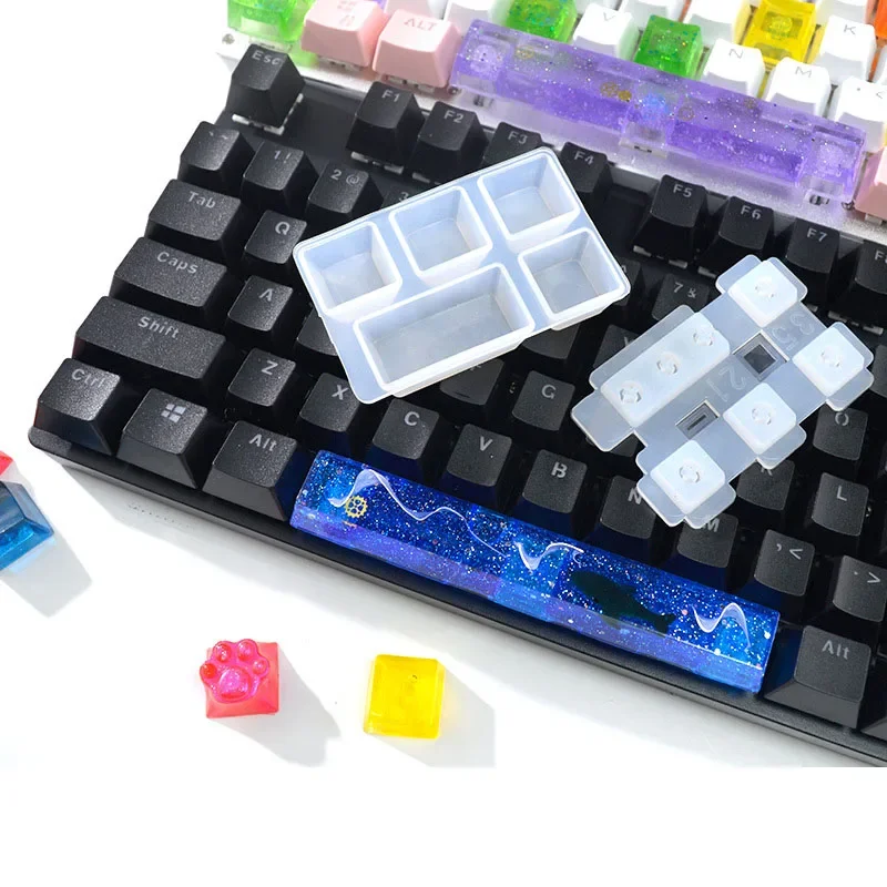 DIY Set Manual Mechanical Gaming Keyboard Key Caps Resin Clavier Silicon Molds Keycap Mold For Art Epoxy Handmade Crafts