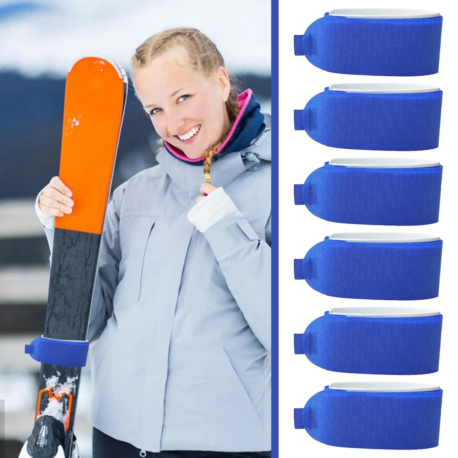 

6PCS Adjustable Ski Straps with Padding Heavy Duty Ski & Snowboard Carrying Holder for Hands-Free Transport, Sports Protection