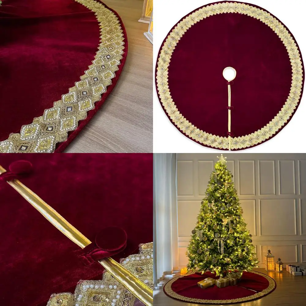 

Позолоченная бархатная юбка «Рождественская елка», 84, бордовый, золотая отделка, на подкладке из пенопласта, застежка на пуговицах
