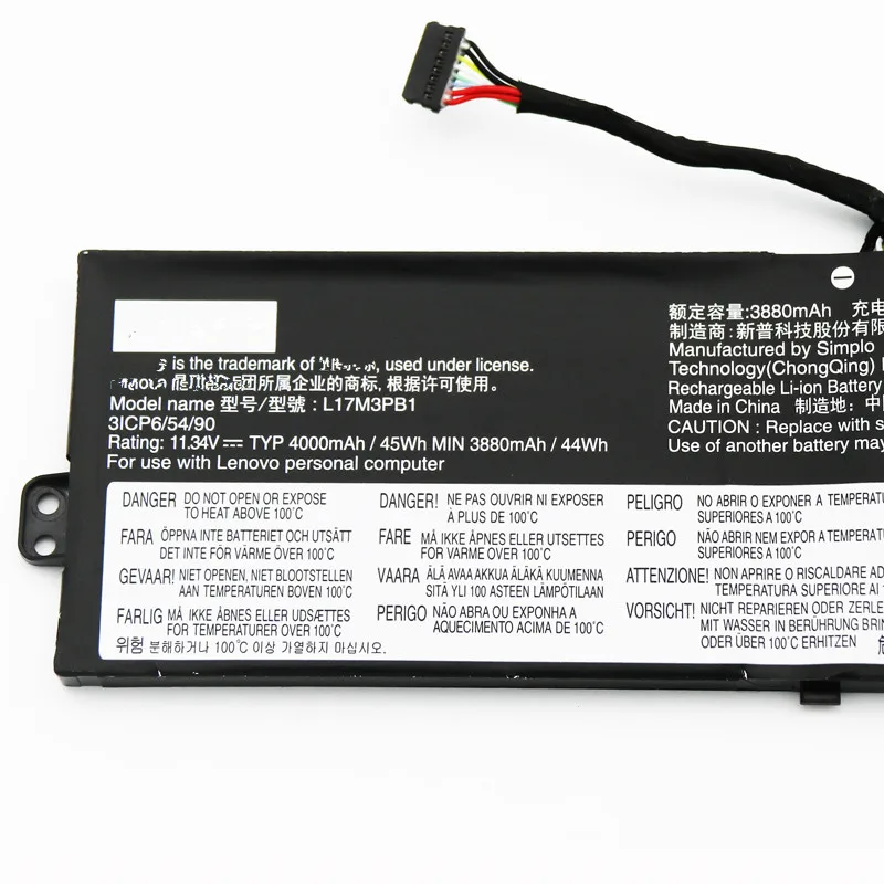 Laptop batteries for L17M3PB1 L17C3PB0 3ICP6/54/90 L17L3PB0 11.4V 45Wh