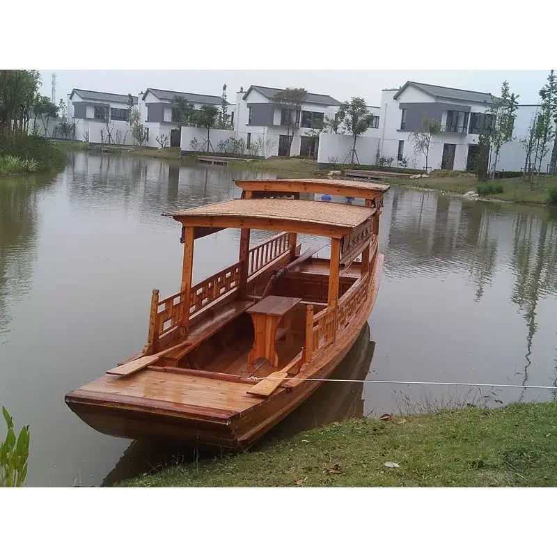 Building wooden boat Solid wood boat Park scenic spot 10-12 Hand rowing