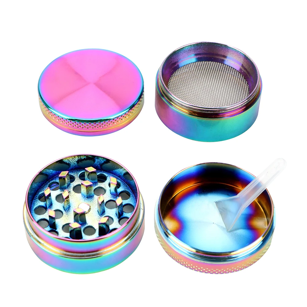 Cigarette Accessories Rainbow Tobacco Grinder Smoking Pipe Accessories Hand Muller 40mm 4-layer Zinc Alloy Spice  Cutter