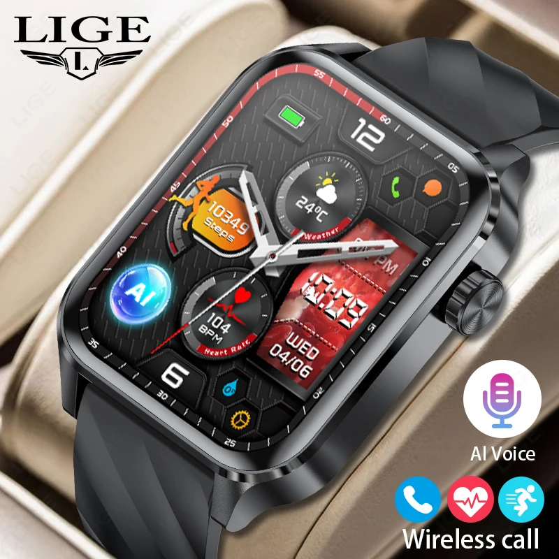 

2026 New Men Smart Sport Watch 1.85 inch Screen Waterproof 100+Sports Modes Health Monitor Heart Rate Bluetooth Call Smartwatch