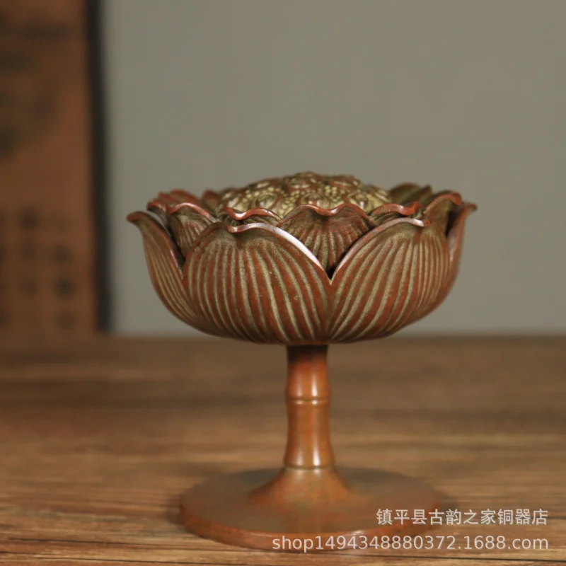 Pure Brass Lantern Pod High-Legged Lotus Burner Zen Creative Personality Sandalwood Incense B