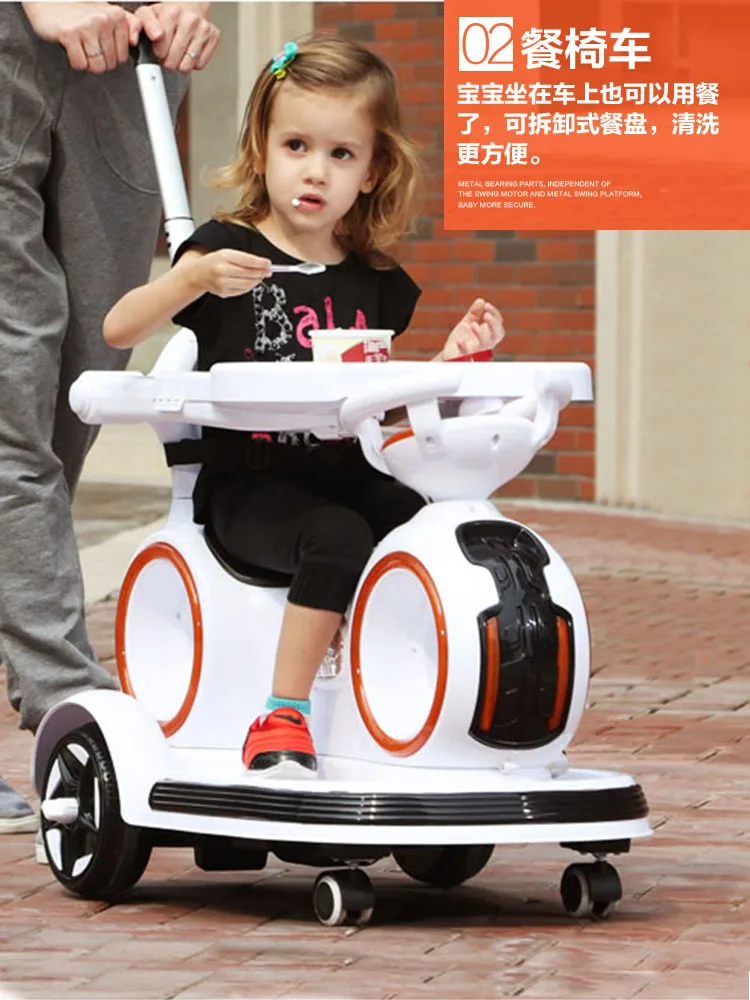 Baby Stroller Electric Four-Wheel Children Automobile Belt Remote Control Trolley Baby Can Sit and Shake Motorbike Toy