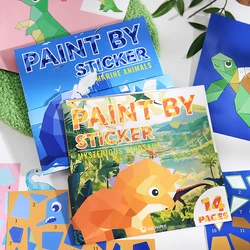2Style 15Pcs/book Land Animals and Sea Creatures Theme Sticker Book DIY Free Collage Puzzle Leisure Stickers