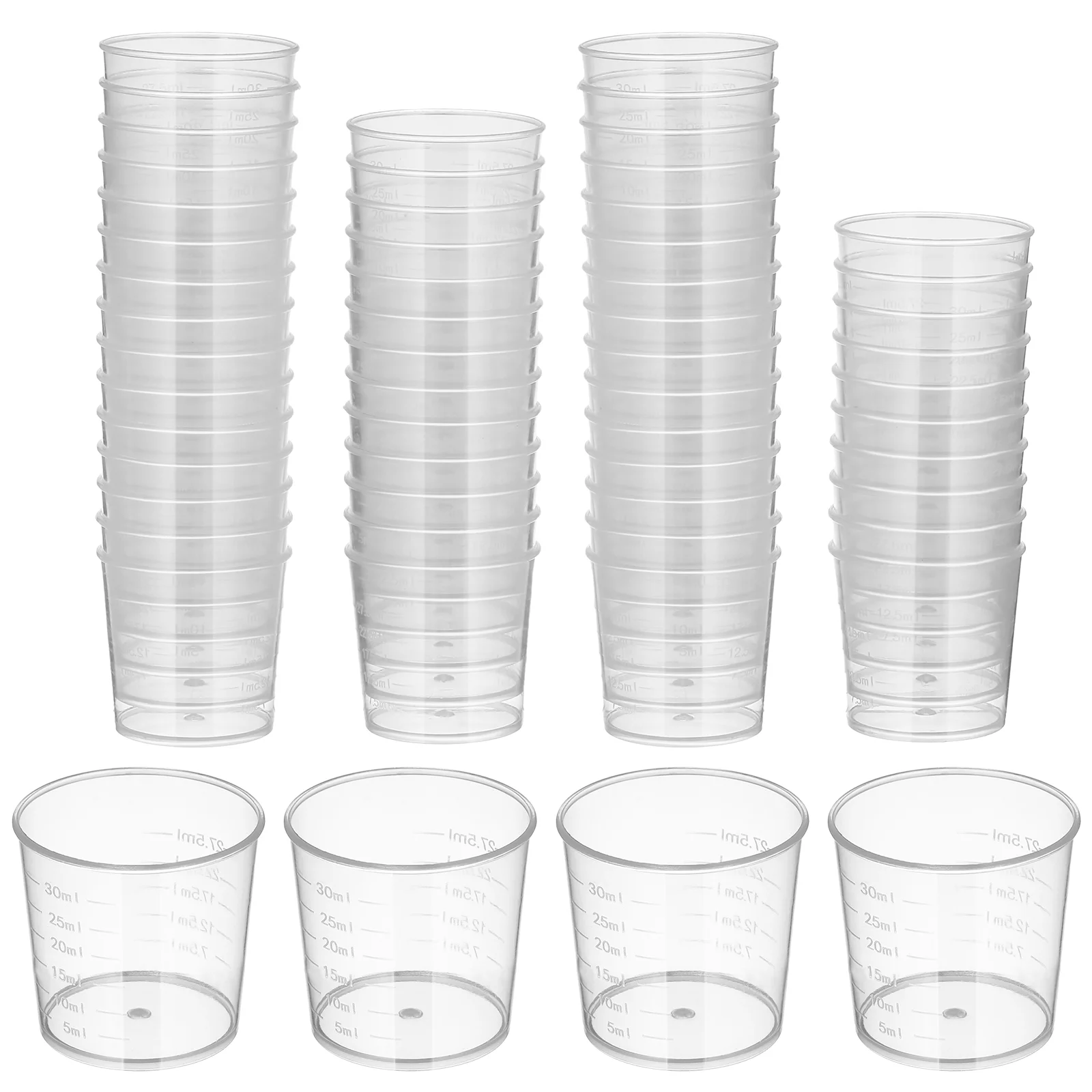 50 Pcs Glass Plastic Measuring Cup Mugs Charcuterie Cups Bubble Liquid Container with Graduations