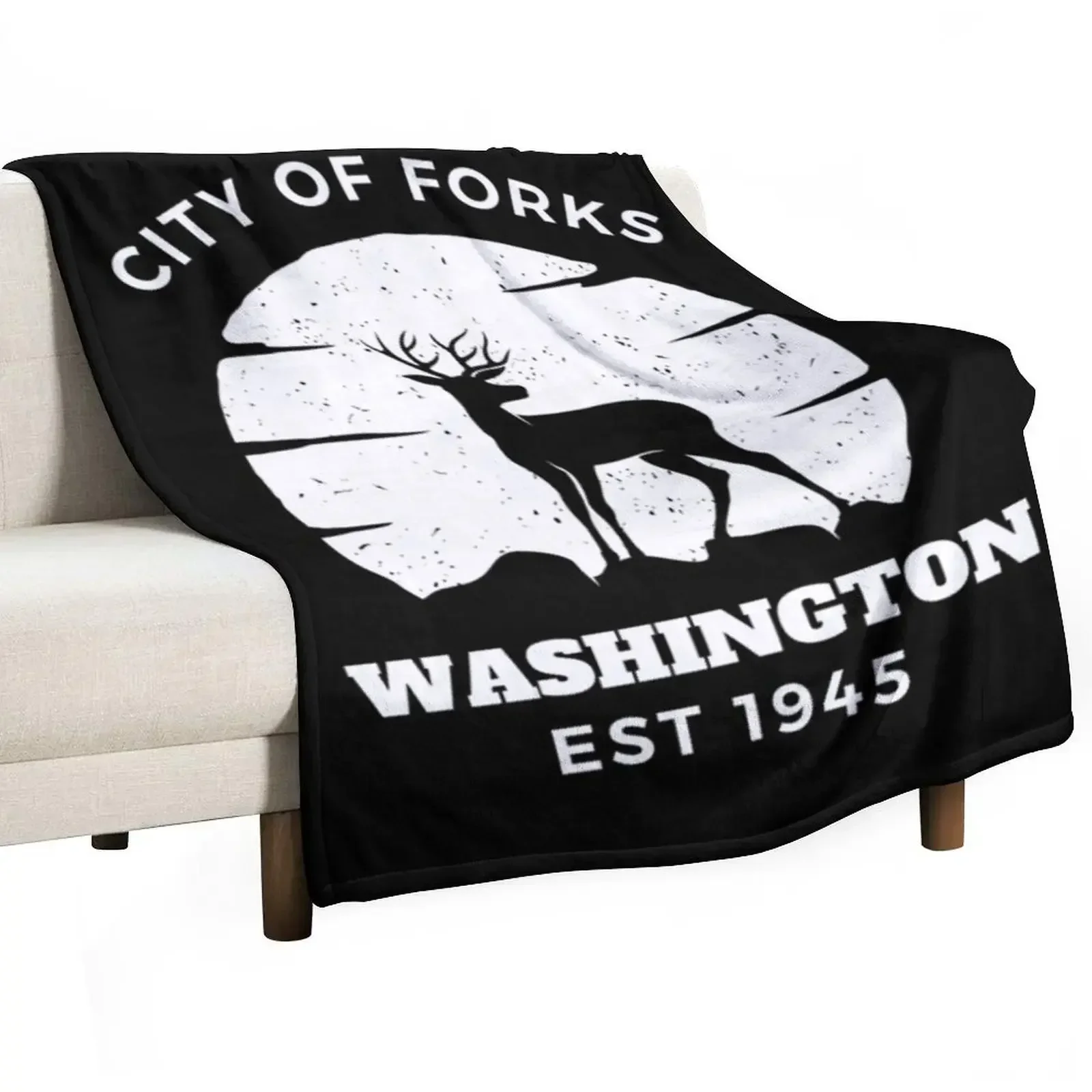 City Of Forks Washington Est 1945 Tees, City of Forks Est 1945 gift, Forks high school, Nature - City Of Washingto Throw Blanket