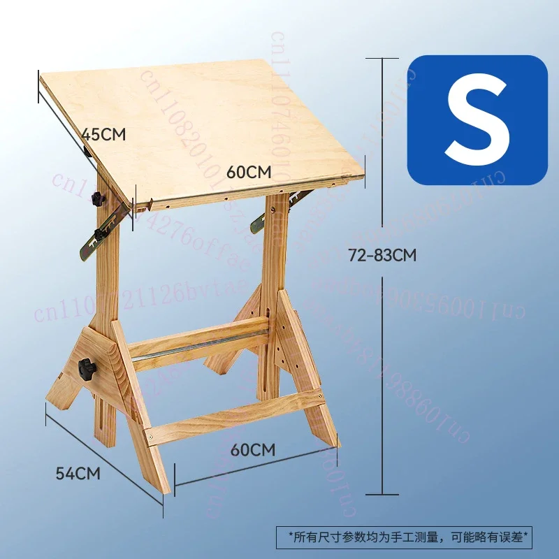 Artist's Easel Table Solid Wood Painting Workbench Height-Adjustable Tilting Elevation Studio Oil Painting Desk Engineering Draf
