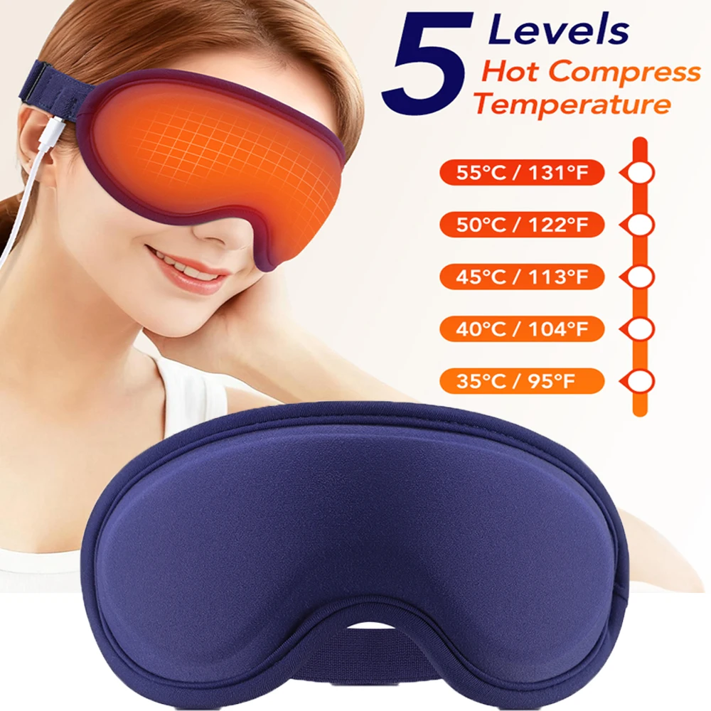 Smart 3D Eye Massager with 5-Level Hot Compress And 6 Vibration Modes for Eye Care Reduces Strain And Improves Sleep