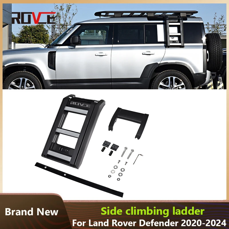 ROVCE Folding Climbing Ladder Car Luggage Rack Side Ladder for Land Rover Defender 90 110 2020-2023 Tailgate Ladder High Quality