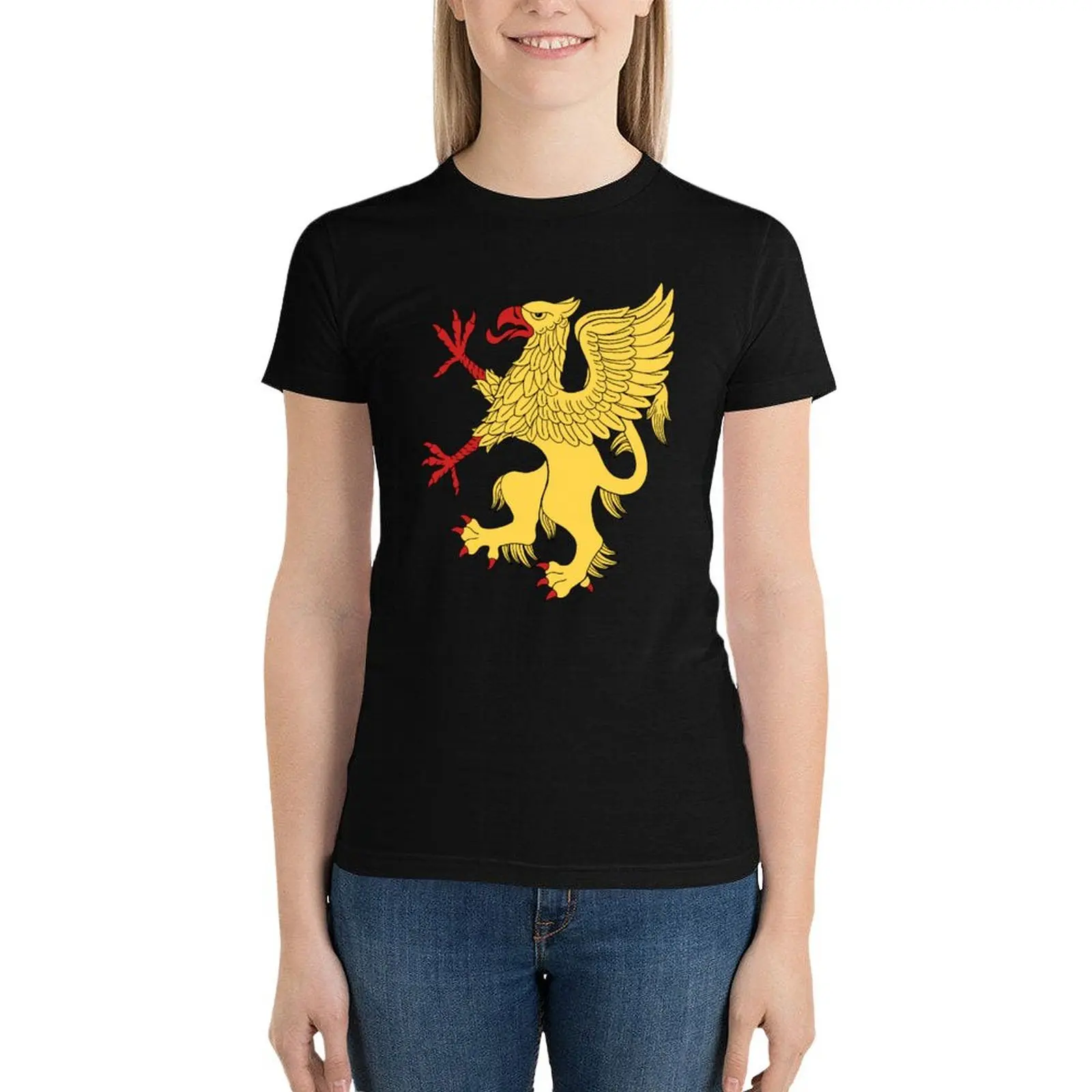 Yellow Griffin T-Shirt Aesthetic clothing tops plus size tops funny t shirts for Women