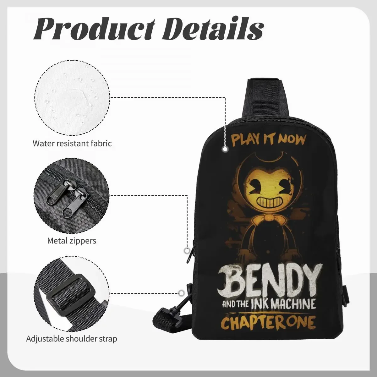 Bendy N Ink Machine Crossbody Sling Mochila Ombro Sling Peito Bolsa Ajustável Viagem Caminhadas Daypack Outdoor para Mulheres e Homens