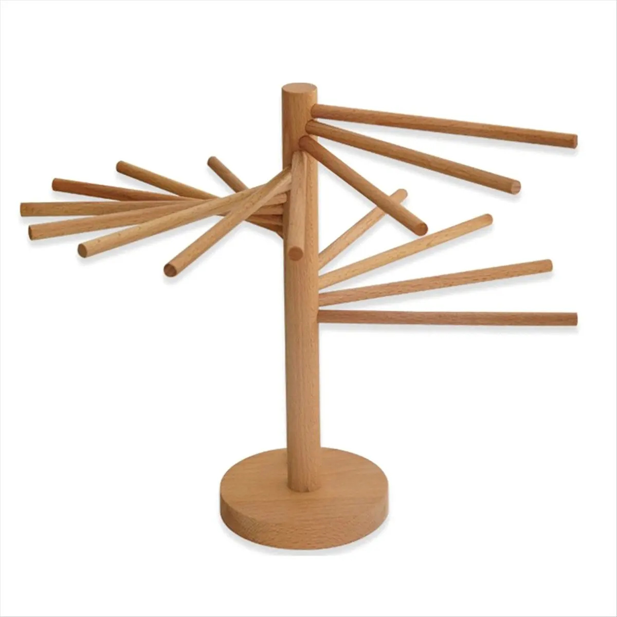 HITL Pasta Drying Rack, Wood Pasta Dryer Rack, Spaghetti Noodle Dryer, Pasta Hanger Rack with 16 Suspension Rods