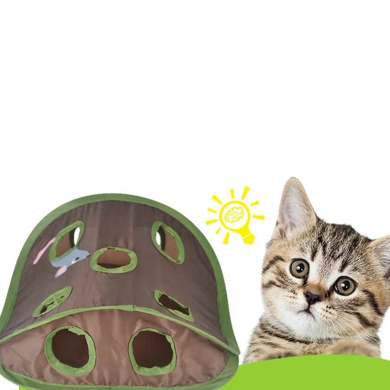 Interactive Cute Pet Cat Toy - Foldable Hide Seek Game with Tunnel Mouse Hunt Hidden Hole Kitten Intelligence Toy