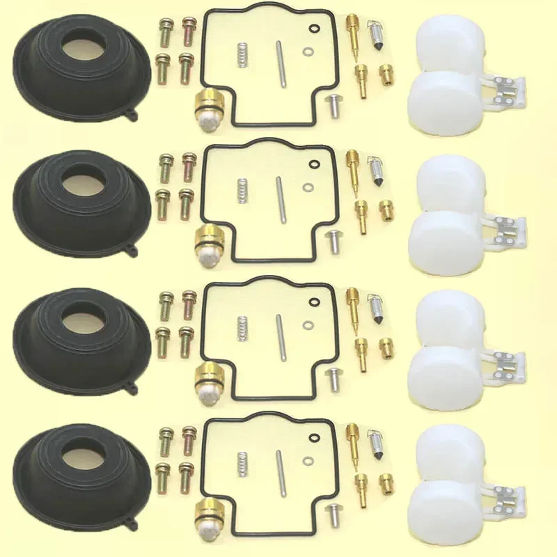 4 комплекта для ZX500 ZZR500 1990-1992 ZX400 ZXR400 1990-1999. Ремонтный комплект карбюратора, вакуумная диафрагма, поплавок.