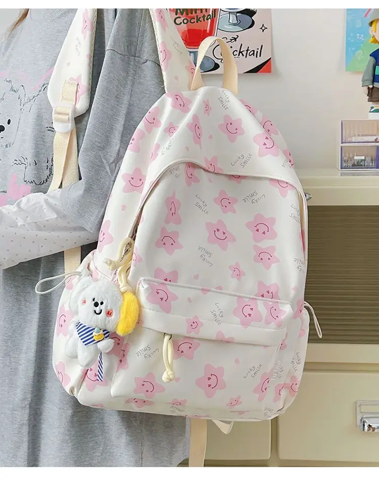 Mochilas juveniles adolescentes Japanischer Rucksack, süßer Rucksack für Schüler der Mittelstufe, große Damentasche mit Stern