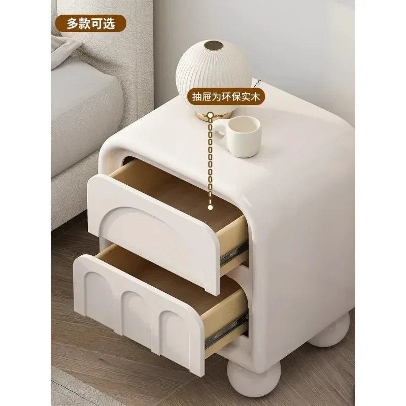

Cream Bedside Table French Light Luxury Bedroom Modern Simple Ins Bedside Cabinet Small Storage Locker Nightstands for Bedroom