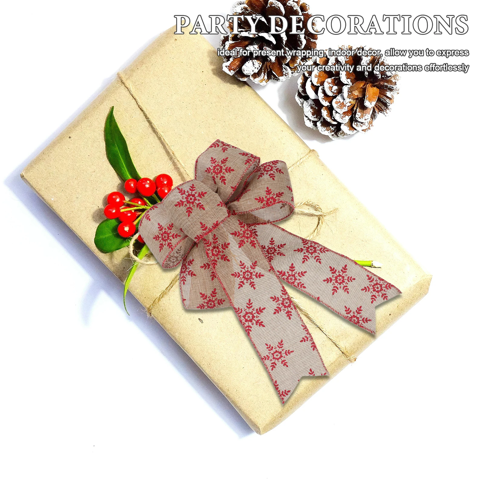 

5Pcs Burlap Bows Snowflake Rustic Bowknot for DIY Crafts Holiday Wreath Decorations Wedding Party Present Wrapping