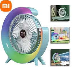 Xiaomi-ventilador portátil recargable por USB, miniventilador eléctrico silencioso de 7 colores, 180 °, ajustable, 3 velocidades, para acampar en verano