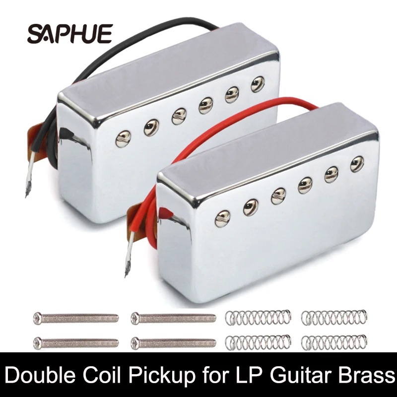 Brass Electric Guitar Humbucker Pickup , Neck Bridge Pickup for LP Style , Electric Guitar Brass Cover Guitar Pickup Chrome