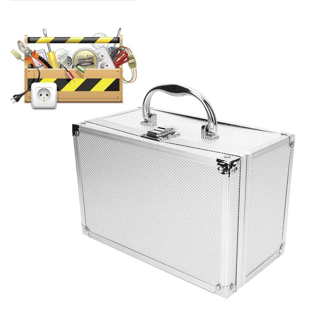 Boîte à outils en alliage d'aluminium 230 × 150 × 125 mm, boîte de rangement pour instruments résistante aux chocs, boîte à outils portable, étui de transport de protection avec Spon