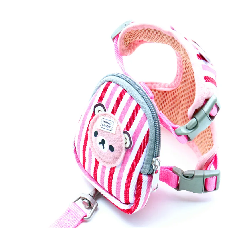 Pet Cat Colorful Striped Backpack with Harness Leash for Small Dogs Cats Multifunction Self Carrier Backpack Bag Pet Supplies