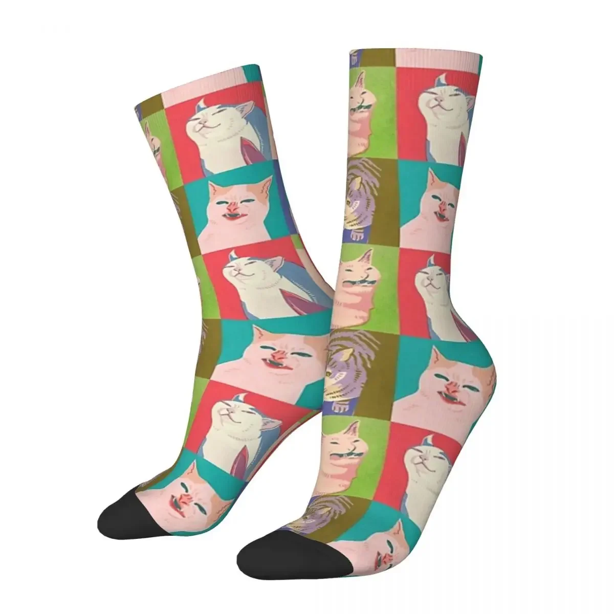 

Four Meme Cats Of The Apocalypse Socks Harajuku Super Soft Stockings All Season Long Socks for Man's Woman's Birthday Present