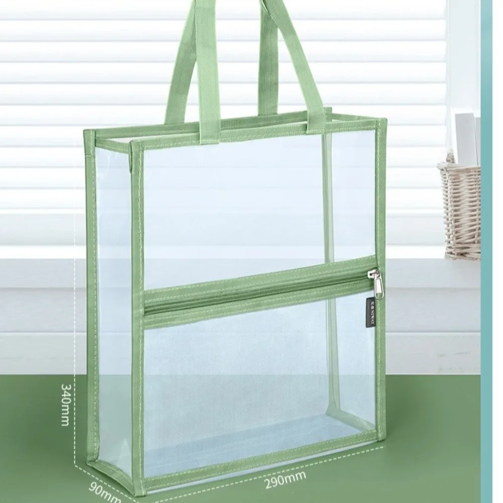 PVC Material Transparent Pencil Case Waterproof Simple Design Double Layer Document Bag Transparent High Aesthetic Value