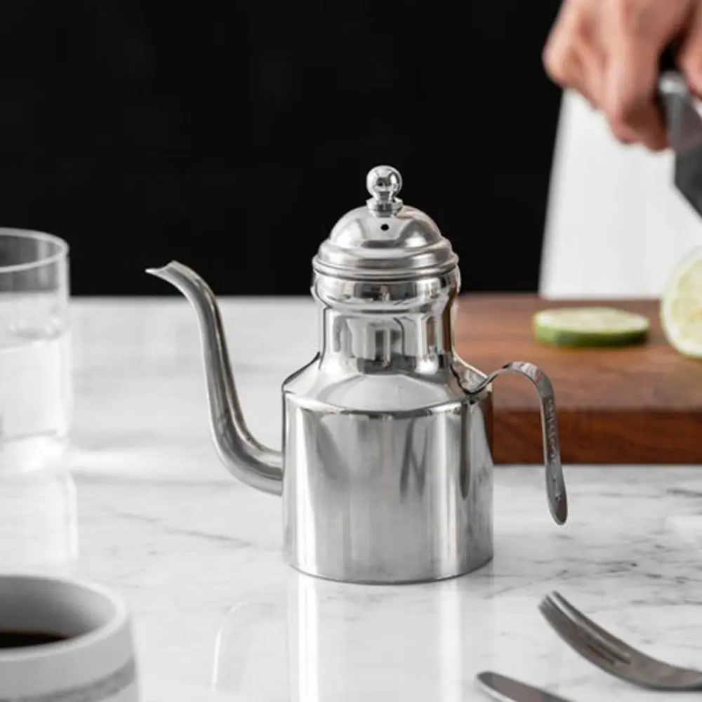 

Durable 310/500ml Stainless Steel Oil Bottle Rustproof Arabic Style Oil Pot Long Spout Leak-proof Vinegar Dispenser Soy Sauce