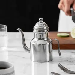 Durable 310/500ml Stainless Steel Oil Bottle Rustproof Arabic Style Oil Pot Long Spout Leak-proof Vinegar Dispenser Soy Sauce