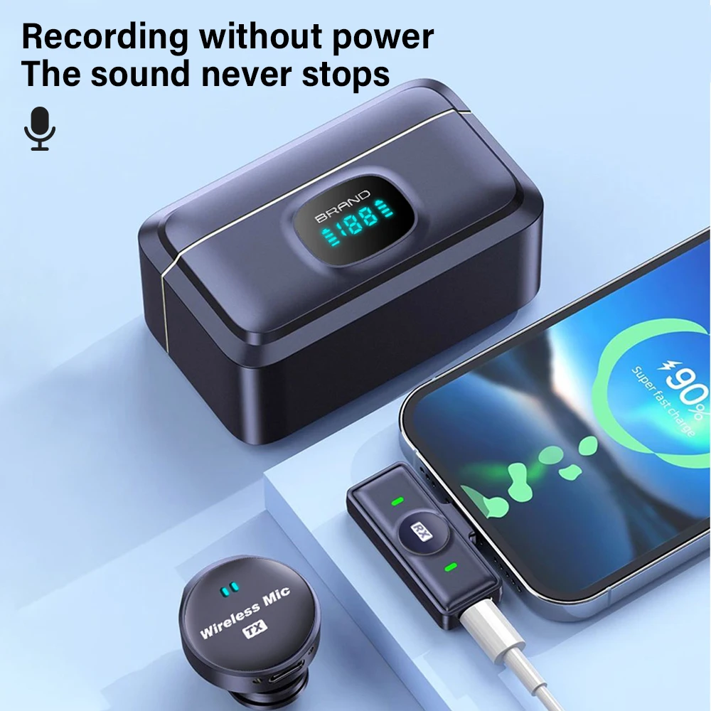 New Magnetic Lavalier Recording Noise Cancelling Mini Portable Wireless Rechargeable Lavalier Microphone ipx4 Water Resistance