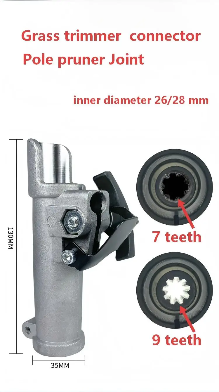 Garden accessories,Grass trimmer/pole pruner connector,brush cutter/weed eater joint,garden spare parts,ID:26/28 mm,7/9 teeth