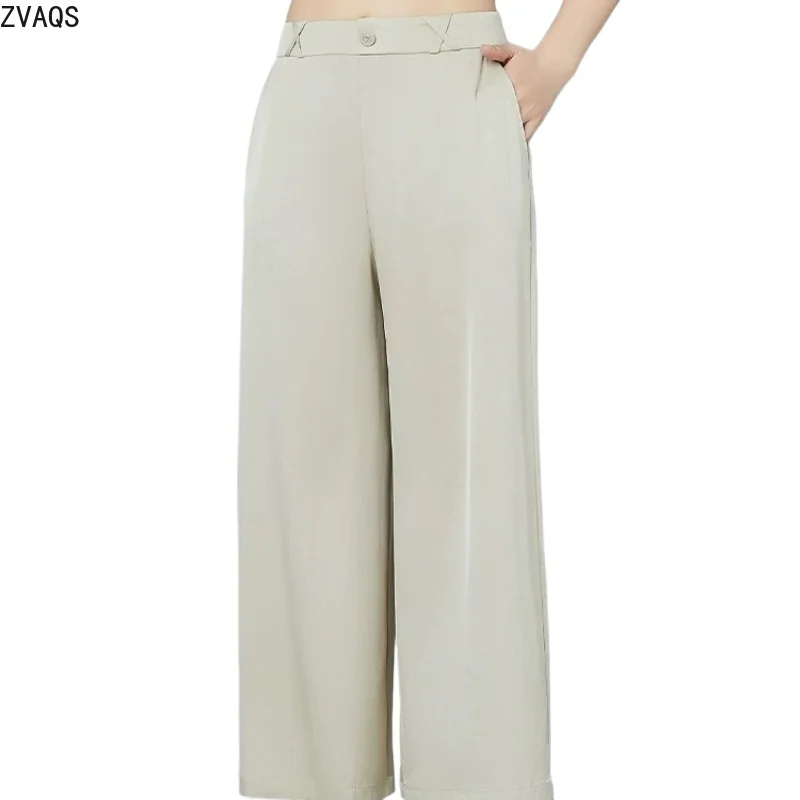 

ZVAQS 90% Mulberry Silk Woman Pants 2026 New Wanxiangsi High-end Heavyweight Silk Straight Leg Pants Summer Wear Штаны