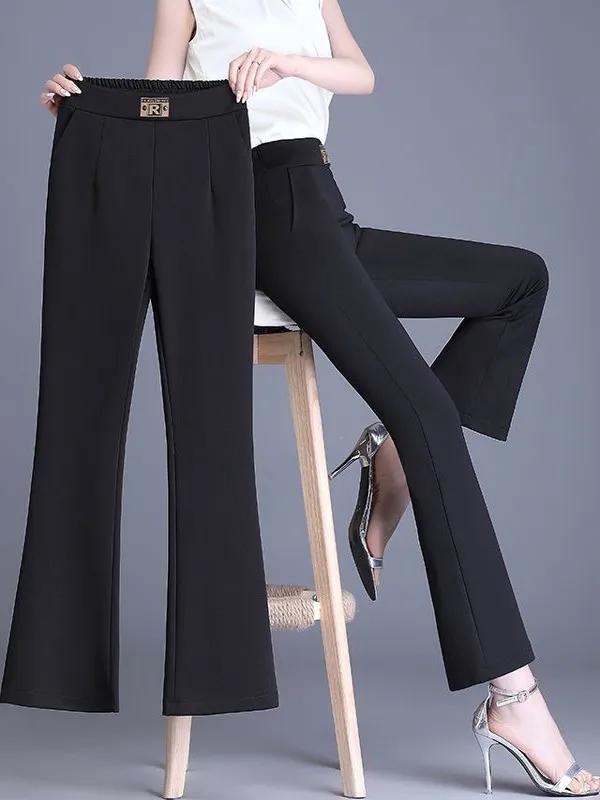 

Slimming High Waist Bell Bottom Pants Women's Casual Versatile Drapey High-End Feeling Meat Covering Slimming Bell Pants