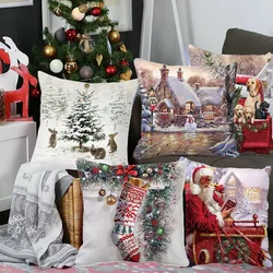 45CM Merry Christmas Cushion Cover Pillowcase 2023 Christmas Decorations for Home Ornament Happy New Year Christmas Decor 2022