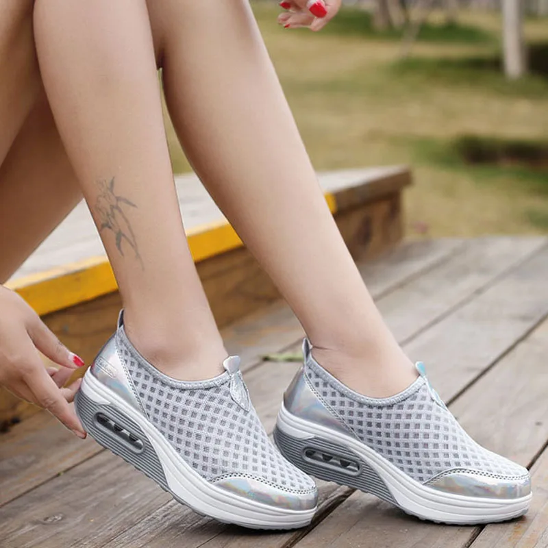 BeckyWalk Summer Mesh Women Shoes Platform Loafers Autumn Slip On Breathable Women Casual Flats zapatos mujer Size 35-42 WSH2925